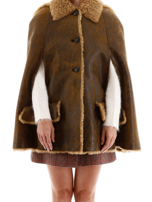 Miu Miu Fur-trim Hooded Cape