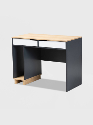 Reed 2 Drawer Wood Computer Desk - Gray/white - Baxton Studio