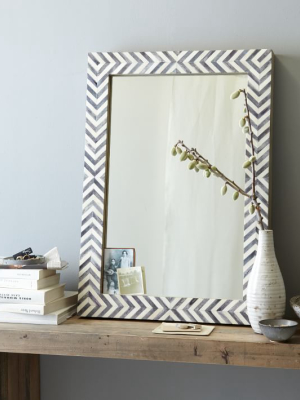 Parsons 34" Wall Mirror, Gray Herringbone