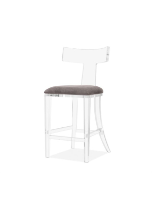 Tristan Klismos Counter Stool - Grey Velvet