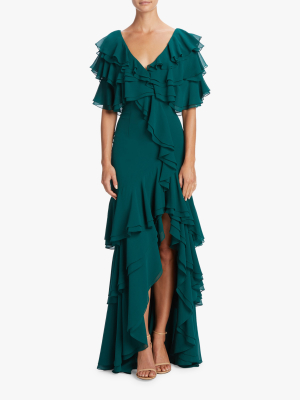 Cold Shoulder Ruffle Gown