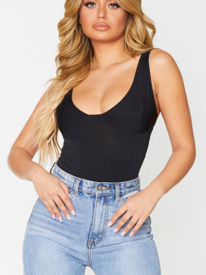 Black Slinky Cup Detail Bodysuit