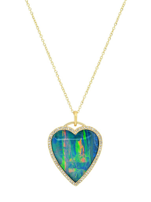 Heart Pendant Necklace - Opal