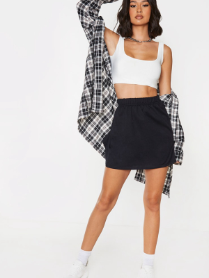 Black Split Hem Sweat Mini Skirt