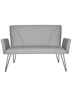 Johannes Mid Century Modern Leather Settee - Gray/black - Safavieh