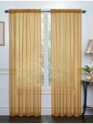 Kate Aurora Basic 2 Pack Sheer Voile Home Window Curtains