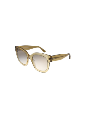 Tom Ford Beatrix-02 Tf 613 45f Womens Square Sunglasses Transparent Champagne 52mm