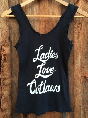 Ladies Love Outlaws Vintage Lace Tank Black/white