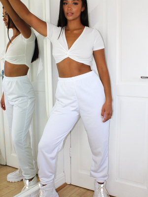 Petite White Brushed Sweat Oversized Jogger