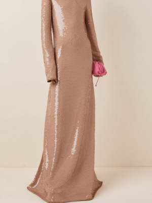 Sequined Maxi Turtleneck Dress