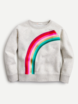 Girls' Crewneck Sweatshirt With Glitter Rainbow