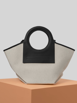 Cala S - Leather-trimmed Canvas Tote Bag