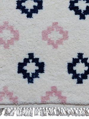 Medallion Moroccan Rug In Blush & Navy