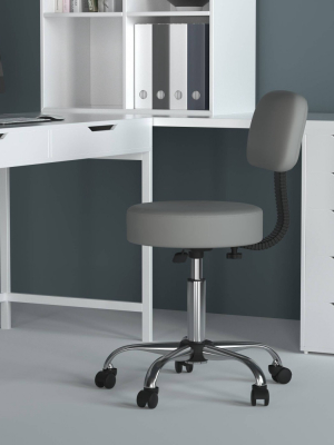 Medical Stool With Back Gray - Boss Office Products