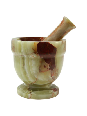 Asclepius Collection Whirl Green Large Onyx Mortar And Pestle Set