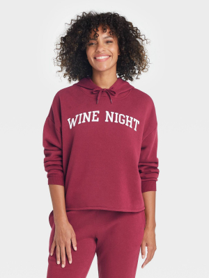 Women's Wine Night Hooded Graphic Sweatshirt - Wine