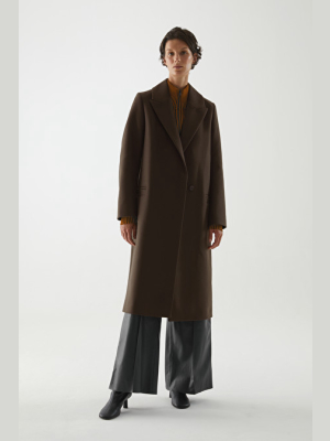 Wool-mix Oversized Lapel Long Coat