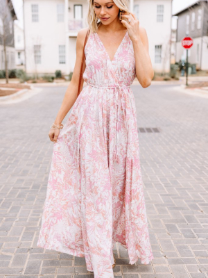 Received Beauty Light Pink Floral Maxi Dress