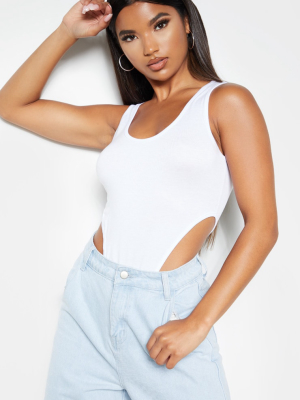 White Scoop Neck High Leg Bodysuit