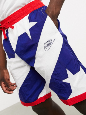 Nike Basketball Throwback Shorts In Stars And Stripes Print