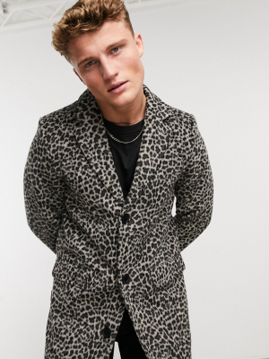 Native Youth Overcoat In Leopard