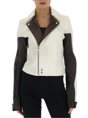 Rick Ownes Colour-block Leather Biker Jacket