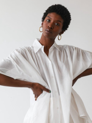 Or Oversized Pleated Top In White