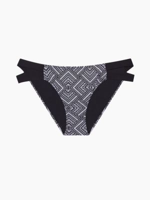 Strappy Side Mid Rise Bikini Bottom - Tribal Mood Print