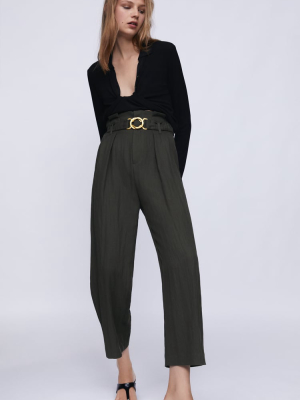 Belted Pleated Pants