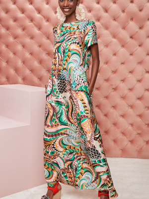 Swing Printed Silk Maxi Dress