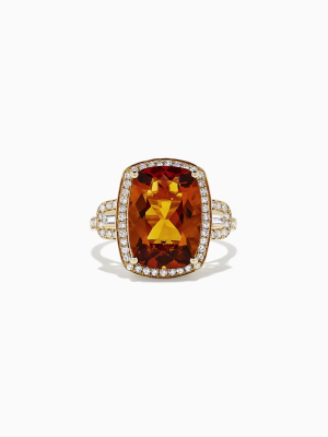 Effy Sunset 14k Yellow Gold Citrine And Diamond Ring, 6.49 Tcw