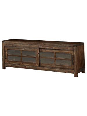 72" Motley Country Sliding Cabinet Doors Tv Console Oak - Iohomes