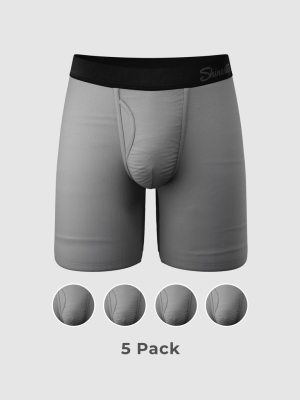 The 50 Shades Of Gonads | Long Leg Grey Ball Hammock® Pouch Underwear With Fly 5 Pack