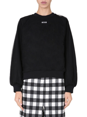 Msgm Micro Logo Tulle Layered Sweatshirt