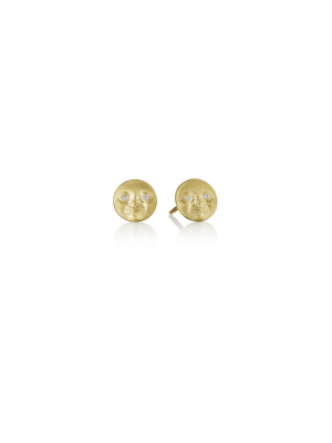 Small Moonface Earrings With Diamonds