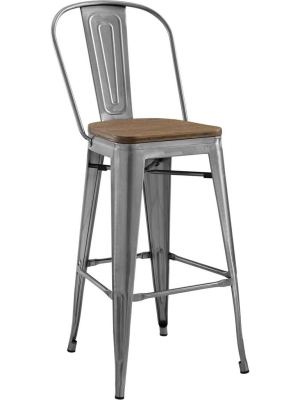 Panora High Backrest Bar Stool Gunmetal