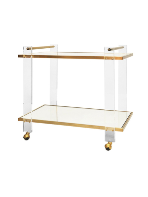 Pierce Acrylic Leg Bar Cart With Inset Mirror