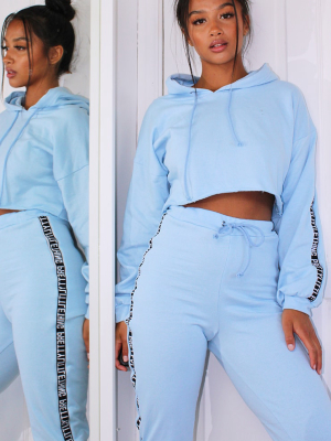 Prettylittlething Petite Baby Blue Cropped Hoodie