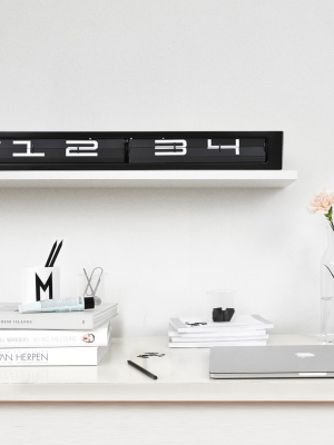 Timeline Black On Black Clock And Floating Shelf