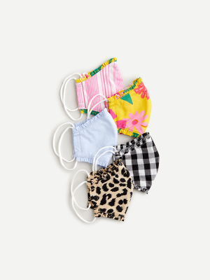 Kids' Pack-of-five Nonmedical Face Masks In Mixed Prints