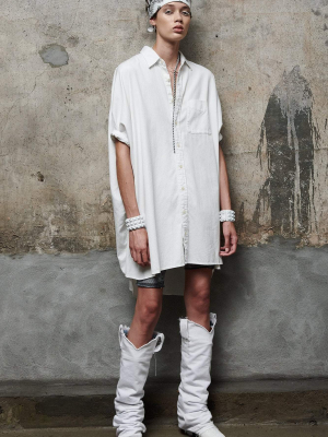 Boxy Button Up Dress - White