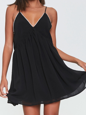 Chiffon Faux Gem-trim Dress