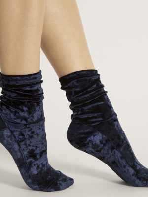 Darner Midnight Blue Crushed Velvet Socks