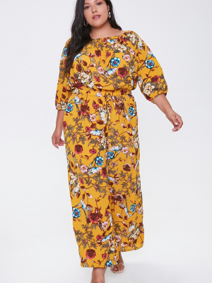 Plus Size Floral Print Jumpsuit