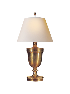 Classical Urn Form Large Table Lamp In Antique-burnished Brass With Natural Paper Shade