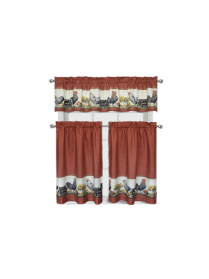 Goodgram Roosters & Sunflowers Complete 3 Pc. Kitchen Curtain Tier & Valance Set -