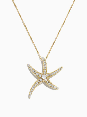 Effy D'oro 14k Yellow Gold Diamond Starfish Pendant, 0.51 Tcw