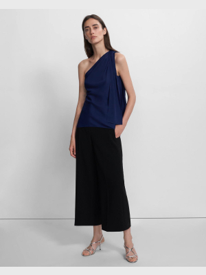 One Shoulder Top In Stretch Silk