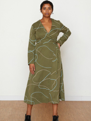 Stones Louisa Wrap Dress - Avocado