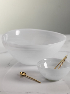 Monte Carlo Alabaster Glass Bowl - White